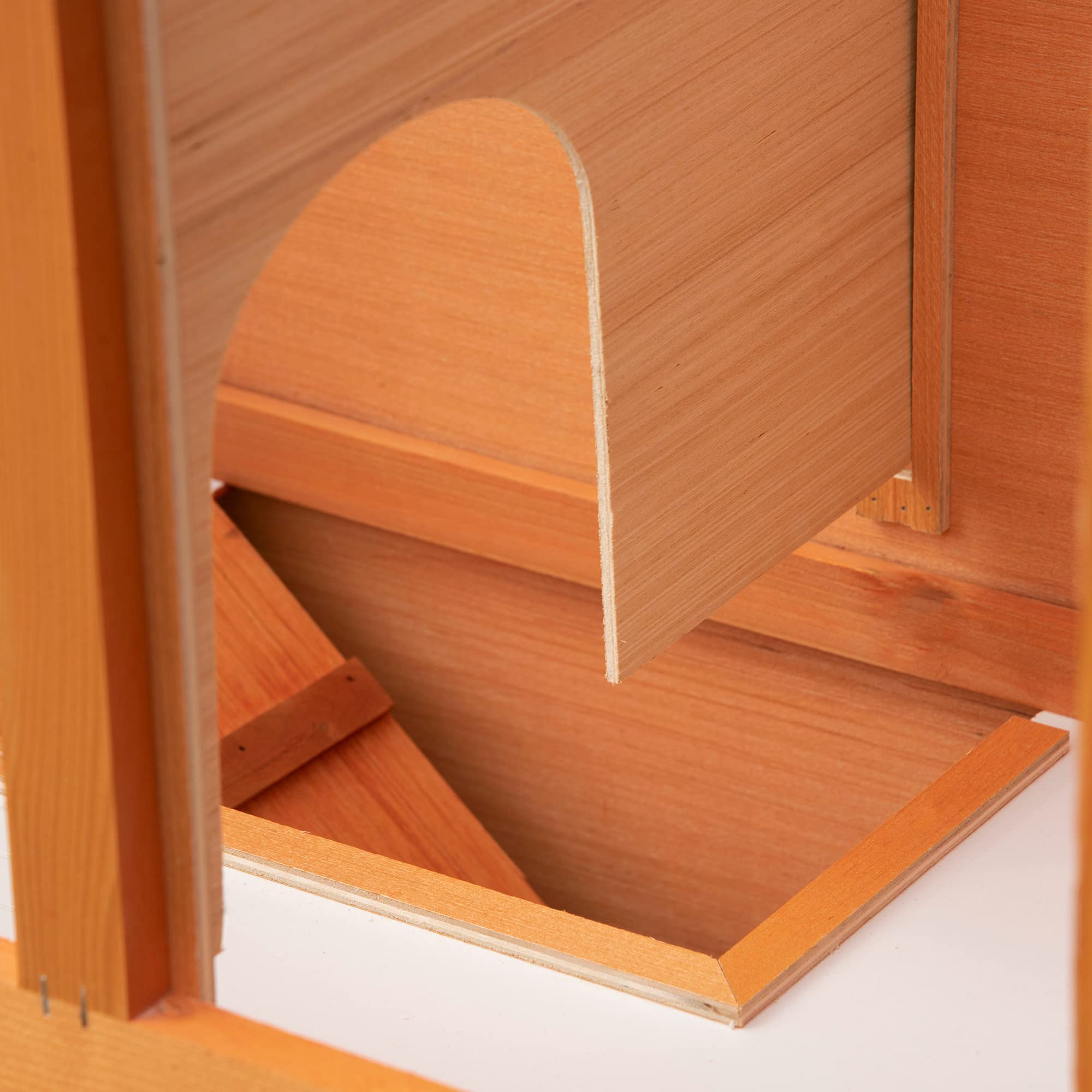 PawHut Hasenstall 2 Etagen Kaninchenstall aus Holz 90x45x80 cm Kaninchenkäfig mit wetterfest aufklappbar Bitumendach Freilaufgehege Rampe Tür Bodenwanne Hasenkäfig für Zwergkaninchen Outdoor Orange