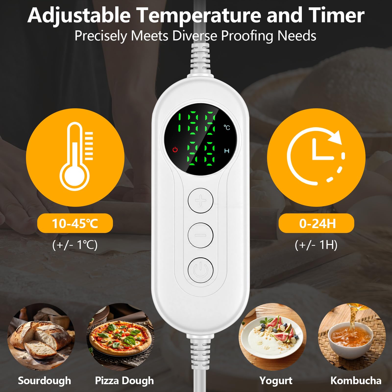 Brot Gärbox Sauerteig, Faltbare Gärbox mit Thermostat & 24h-Timer, Teiggärbox mit Metallregal, Gärschrank für Zuhause, Brot, PizzaJoghurt, Reiswein, 40x30x28cm