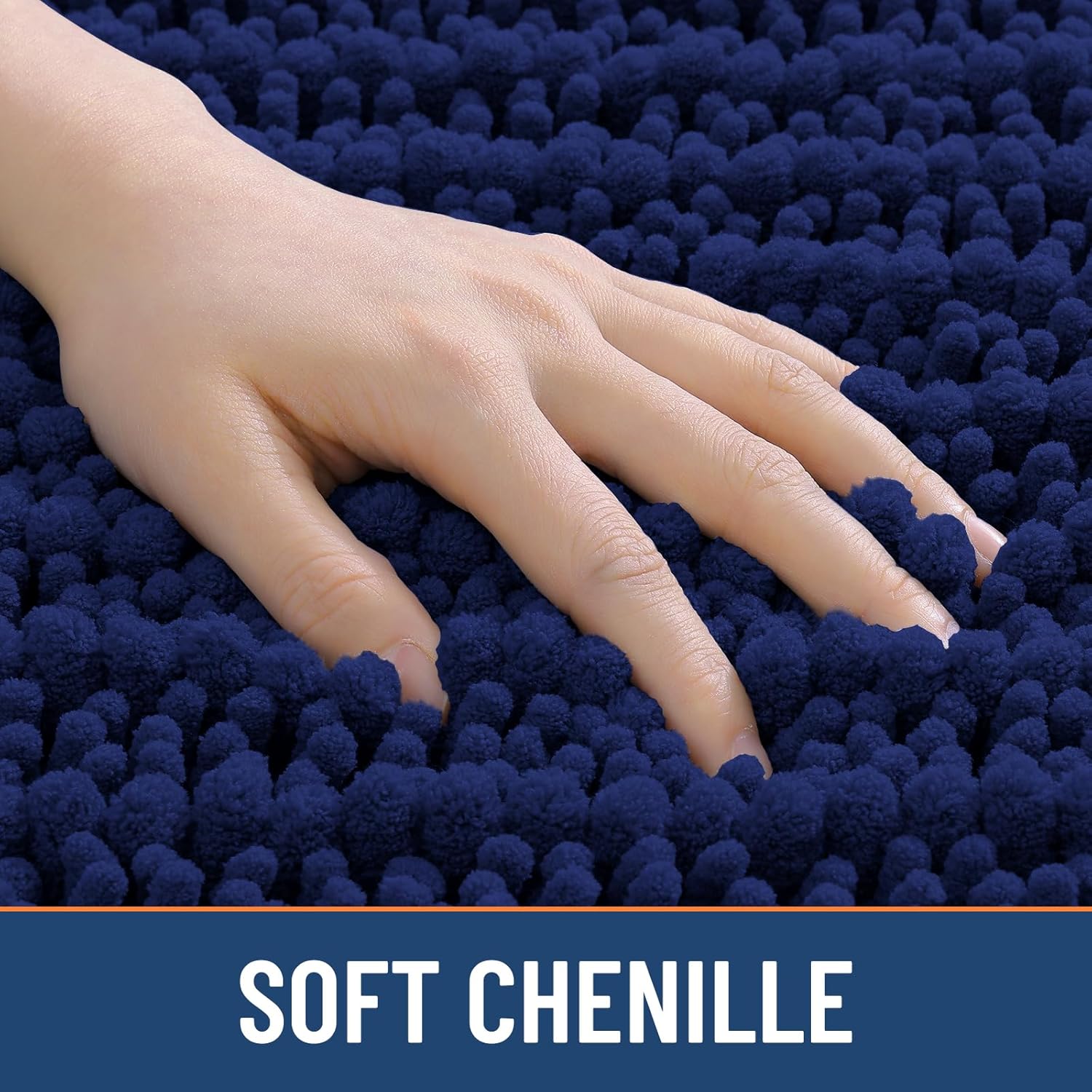 Smiry Bathroom Rugs Mat 40x32, Extra Soft Absorbent Chenille Bath Rugs, Non Slip Rubber Backing Machine Washable Quick Dry Bath Mats for Bathroom Floor, Tub, Shower, Home Decor Accessories, Navy Blue