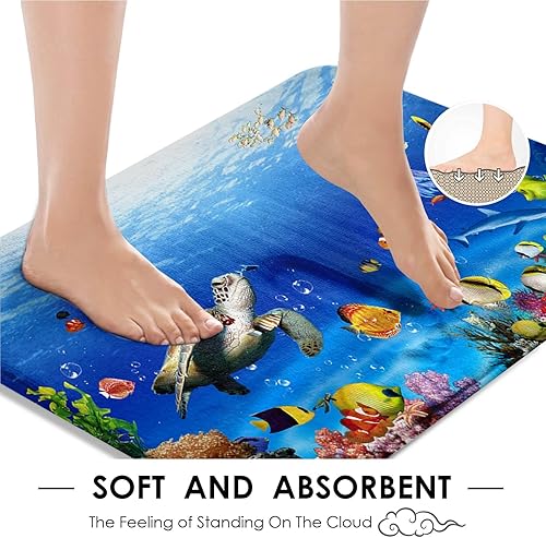 Miniatura 4 de Juego de cortina de ducha de peces tropicales con tapa de inodoro y alfombras antideslizantes, 4 piezas de cortina de ducha con 12 ganchos, juego de