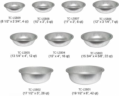 Miniatura 3 de Colador de aluminio de 16 cuartos de galón con borde cónico, para lavar verduras, frutas y arroz y para escurrir pasta cocida Hecho en Taiwán