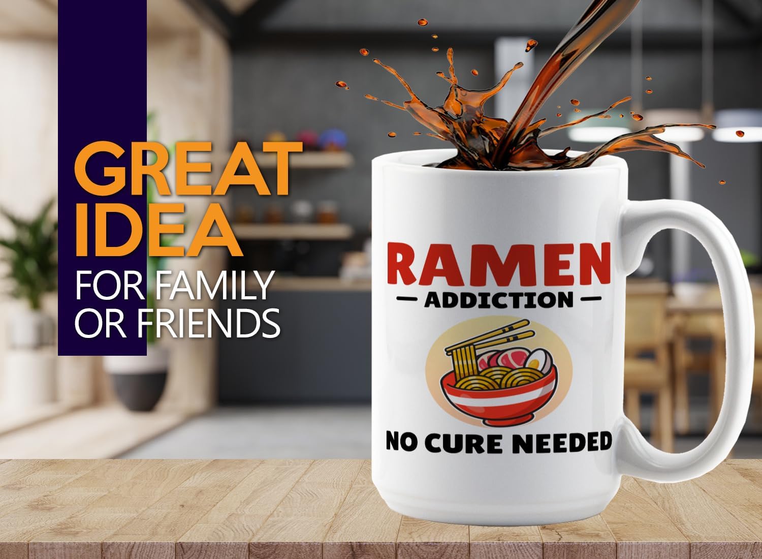 Ramen Lover Coffee Mug 15oz White -addiction no cure - Food Lovers chicken pumpkin vegan pantry spicy noodles image 2