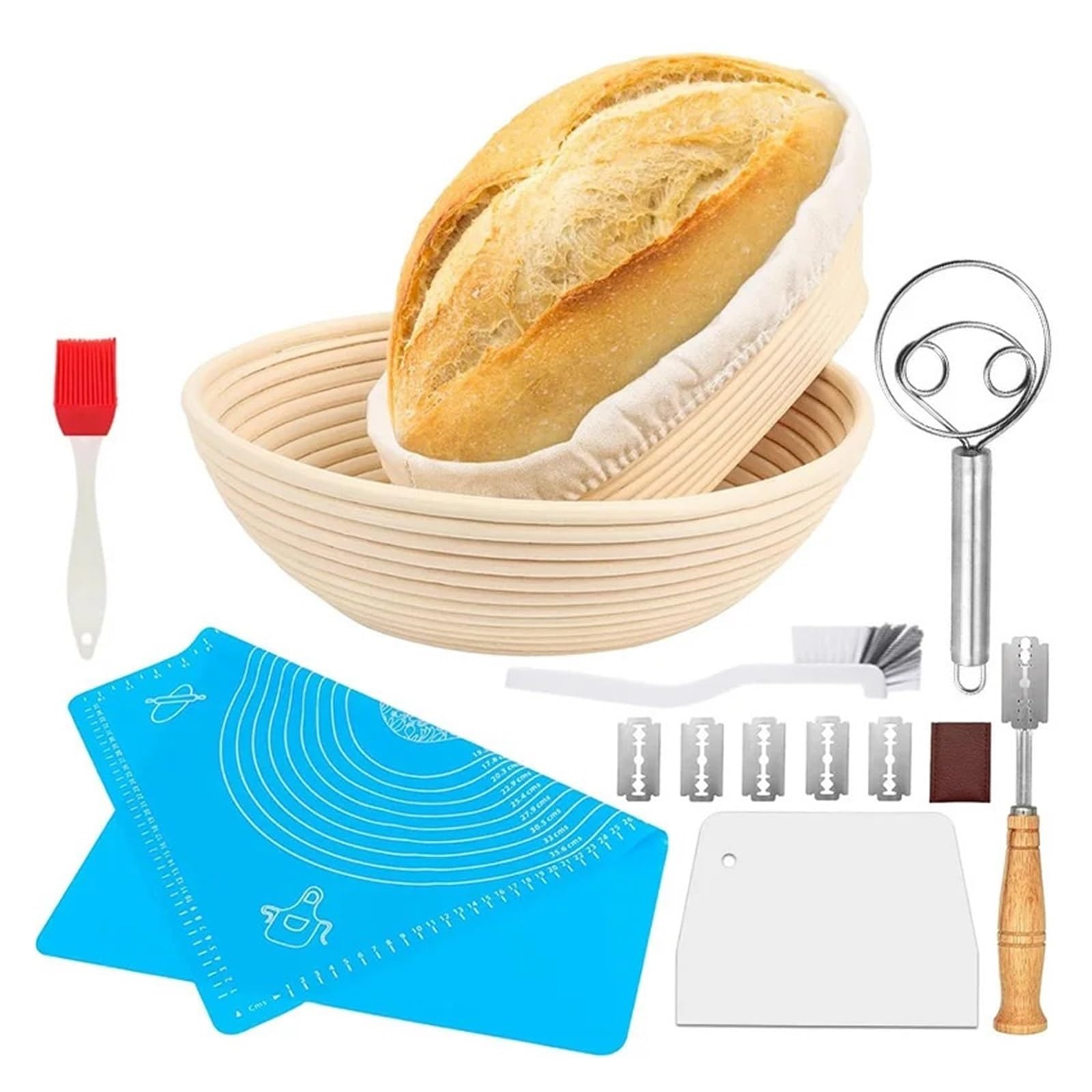 bread proofing basket, 5/8pcs Rattan Wicker Oval Round Dough Sourdough Baskets Baking Fermentation For Bread(30x15x8 8pcs)