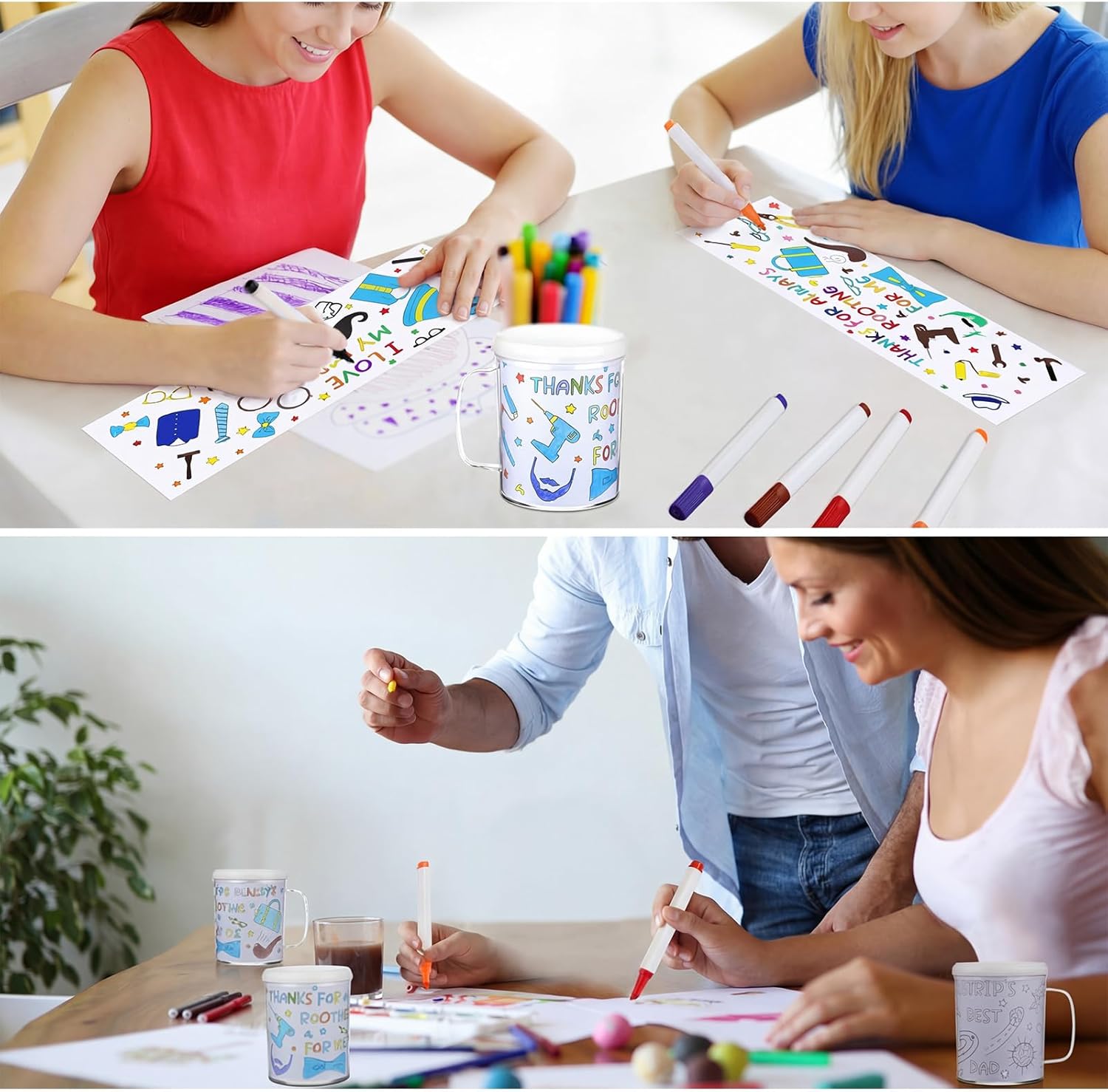 Umigy 24 Set Father's Day Color Your Own Mugs Craft Gifts Bulk DIY Travel Coffee Cups Painting Kit World Best Dad Fathers Day Men Grandfather Birthday Gift Supply(Fresh)