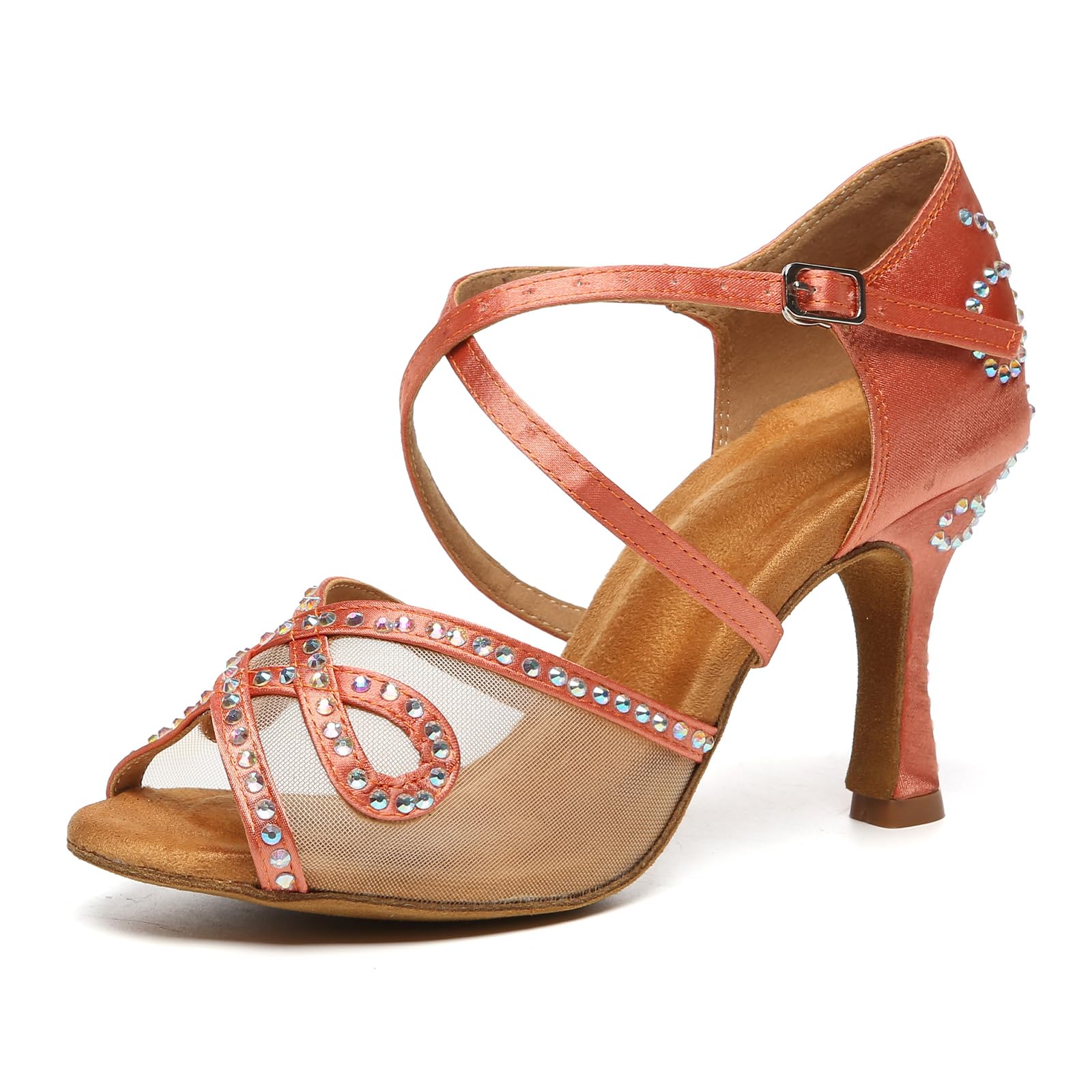SWDZM Donna Scarpe da Ballo Latino Americano Strass Open Toe Salsa Ballroom Party Wedding Dancing Shoes