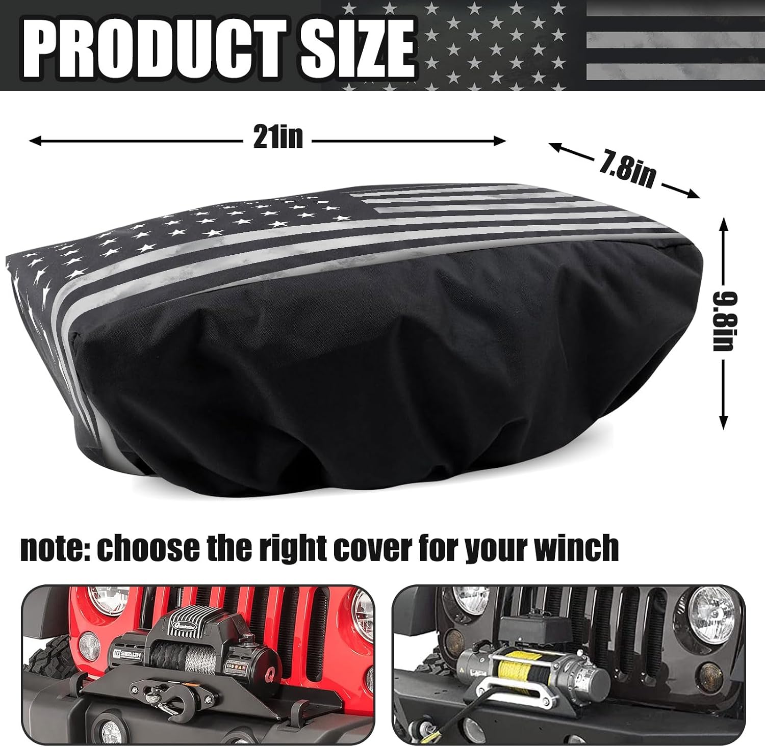 YIXIN Heavy Duty Waterproof 600D Winch Cover with Elastic,Indoor/Outdoor Winch Accessories,Weather Resistant Cover for Electric Winches 8,500 lb-175,00 lb (Black#A)