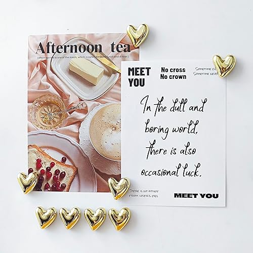 Miniatura 46 de 20 imanes dorados para refrigerador, lindo corazón de amor, imanes decorativos plateados para nevera, juego de imanes de cocina para el hogar