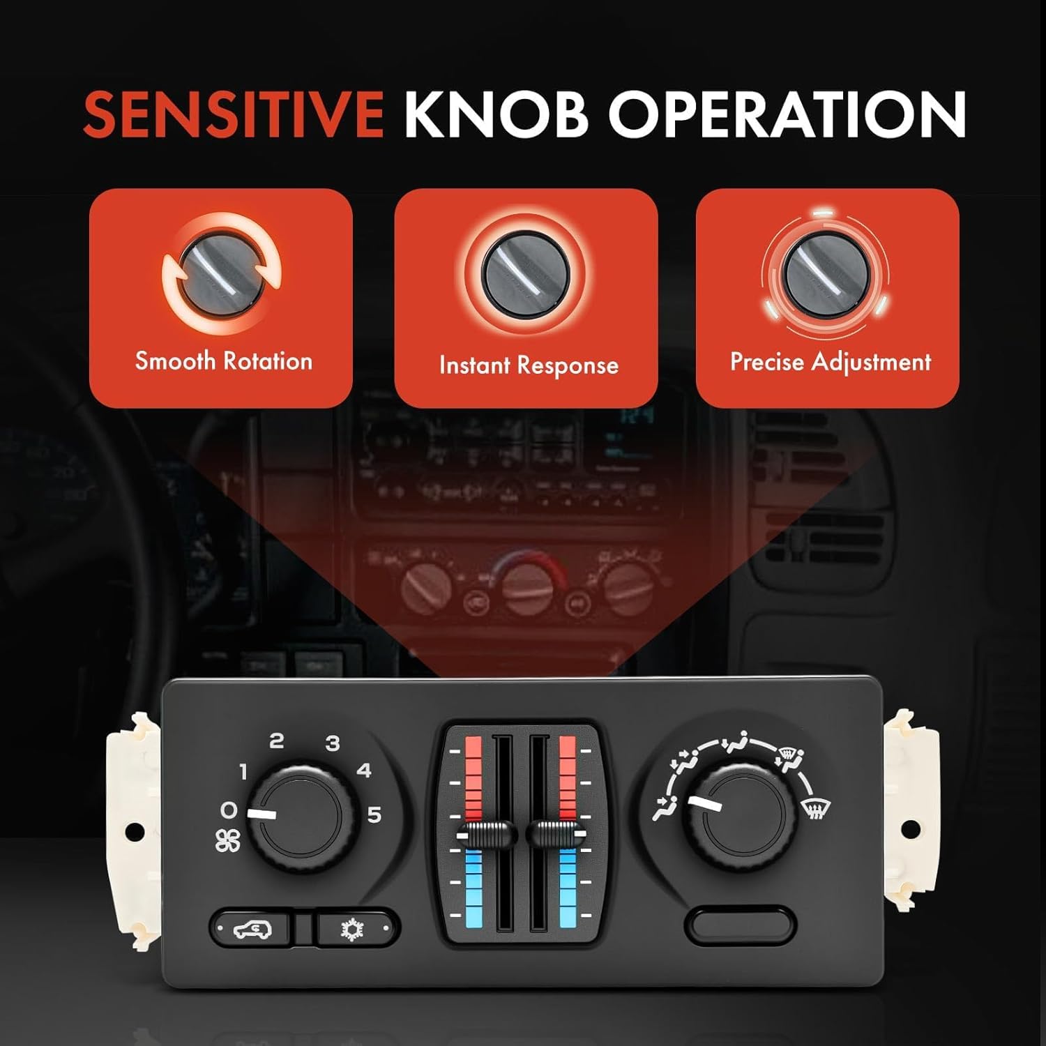 A-Premium Manual Climate Control Module A/C& Heater Control Panel Compatible with Chevrolet, GMC & Cadillac - 2003-2006 Silverado, Sierra, Avalanche, Tahoe, Yukon, Suburban - w/o Rear Window Defogger