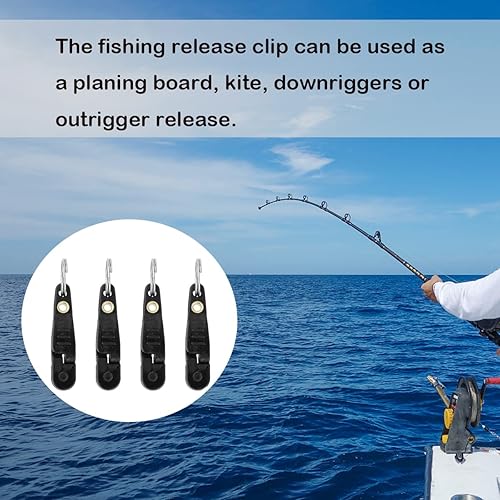 Miniatura 6 de 4 clips de liberación a presión de tensión pesada, clip de línea de plomo con llavero para tablero de cepillado de peso, cometas Downrigger Trolling