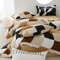 Vista 235 de Luxlovery - Juego de edredón azul neblina, tamaño matrimonial, minimalista, azul polvoriento, edredones de algodón suaves y transpirables, azul