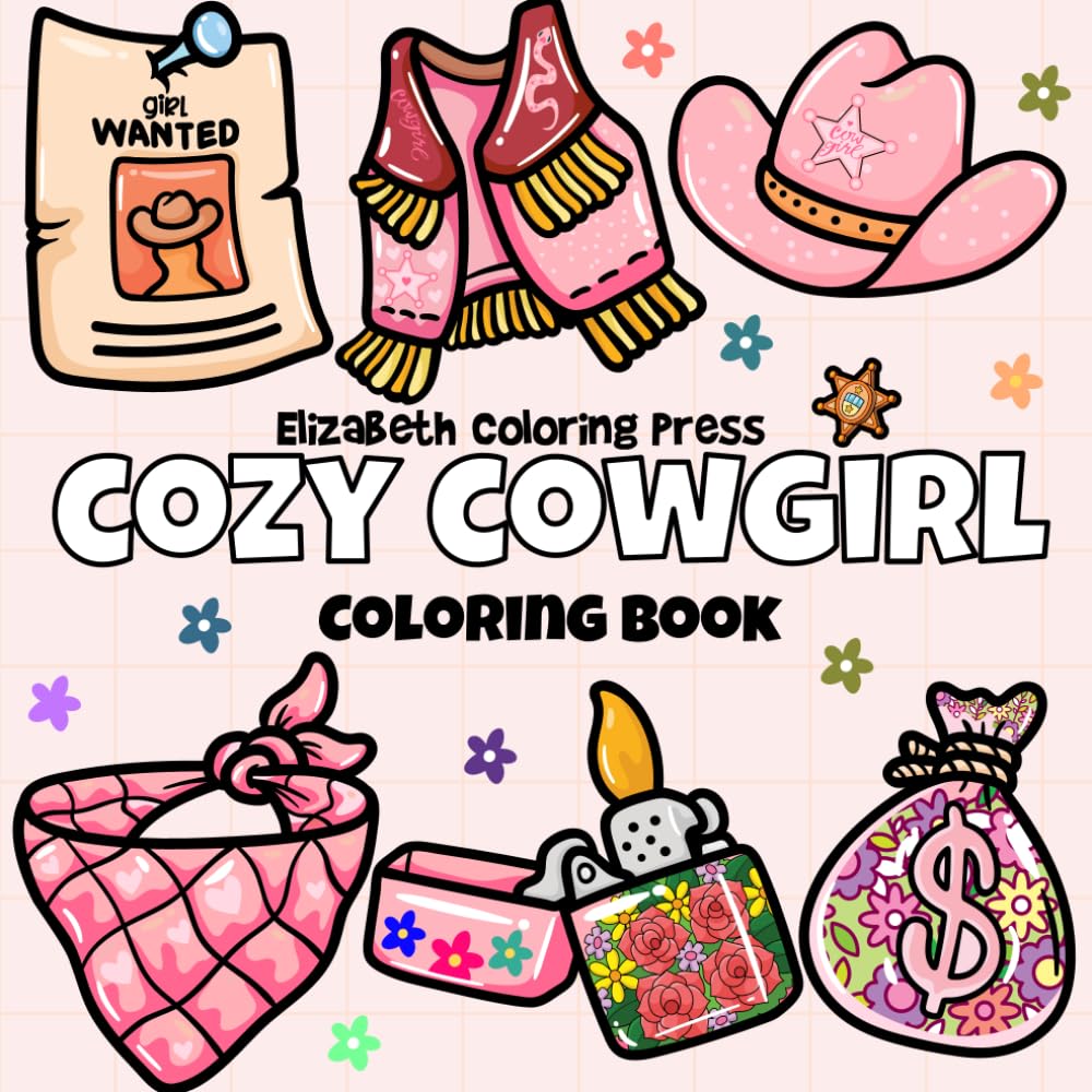 Cozy Cowgirl Coloring Book: Bold and Simple Designs for Adults & Teens featuring ,Western Charm, and Relaxing Scenes, And More and Perfect Gift