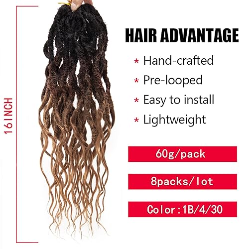 Miniatura 155 de 8 paquetes de rastas de cabello sintético de ganchillo de 18 pulgadas, rastas sintéticas bohemias con extremos rizados, cabello de ganchillo suave