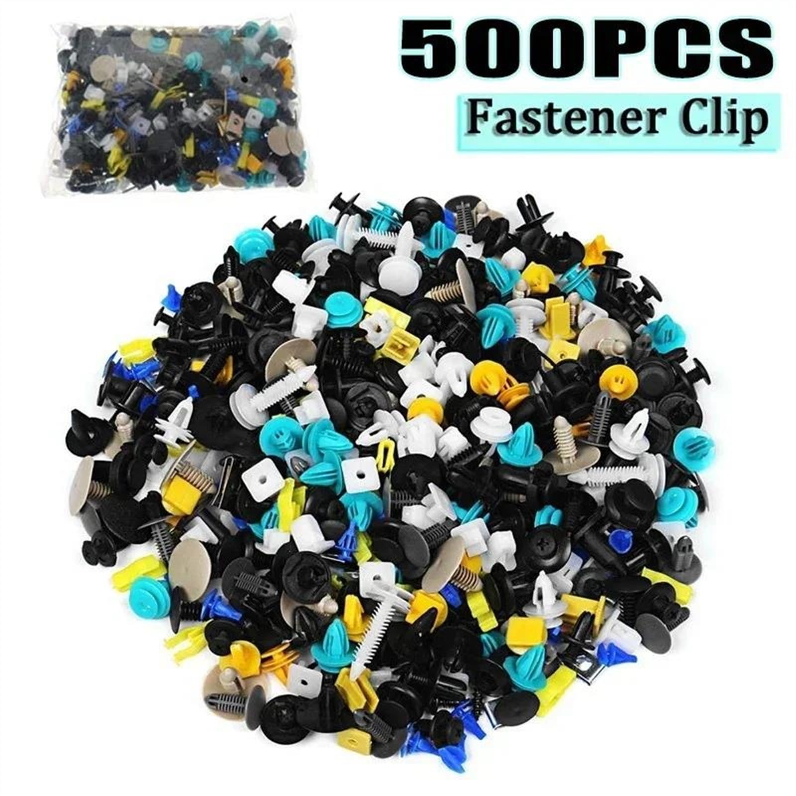 Schraubenzubehör 500PCS Mixed Auto Fahrzeug Verschluss Stoßstange Clips Retainer Niet Tür Panel Fender Liner Universal Fit