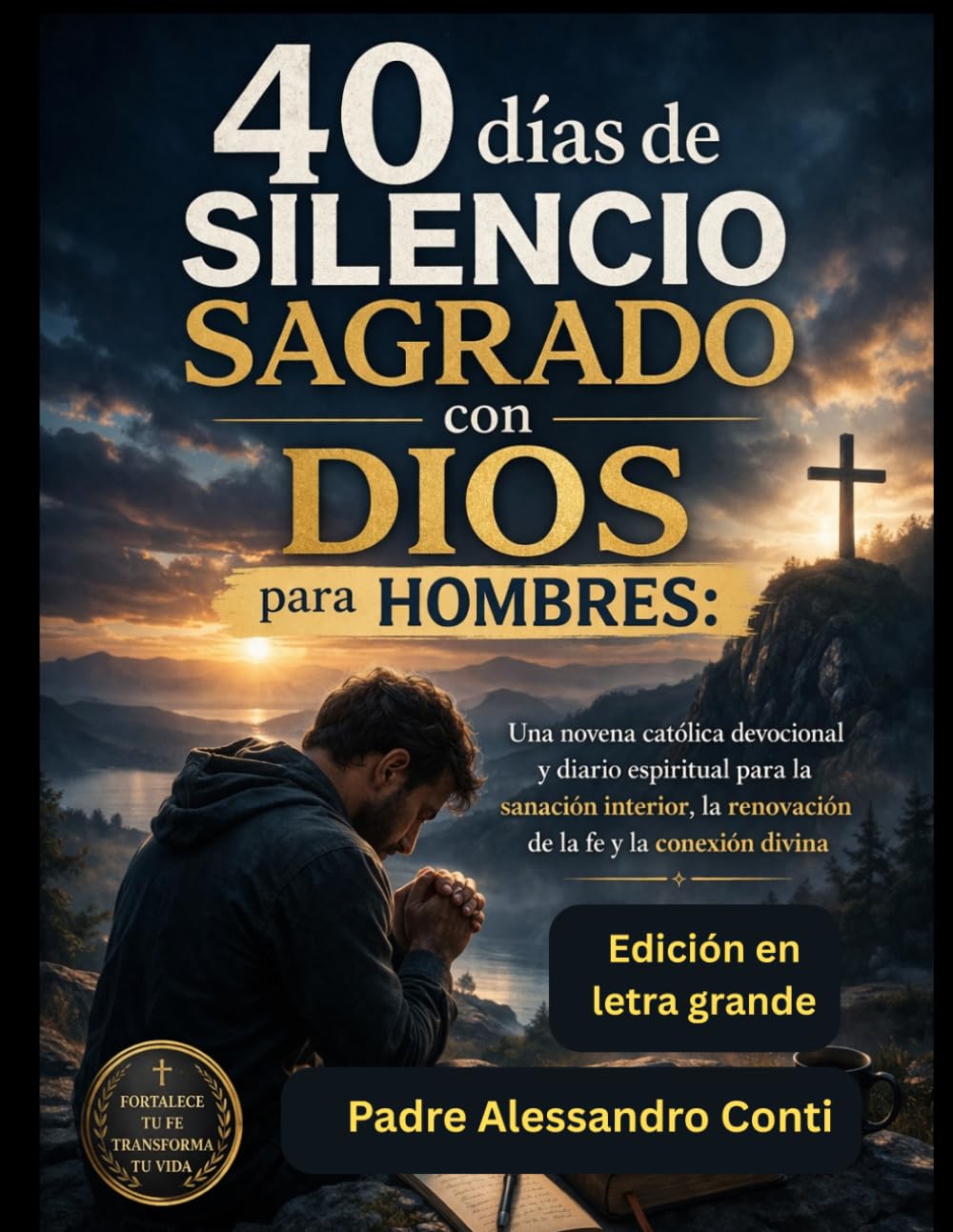 40 días de silencio sagrado con Dios para hombres (Edición en letra grande): Una novena católica devocional y diario espiritual para la sanación interior, la renovación de la fe y la conexión divina