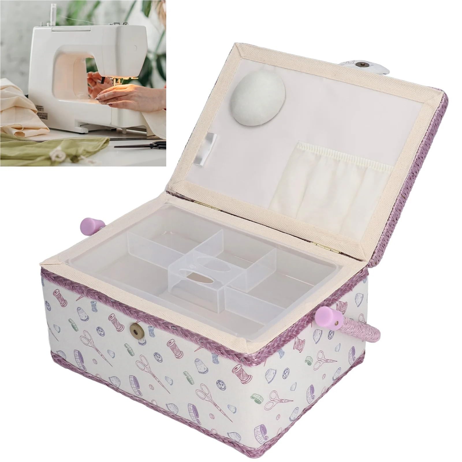 Cestino da cucito Tessuto antipiega Buona elasticità Scatola portatile resistente all'usura Organizzatore della scatola