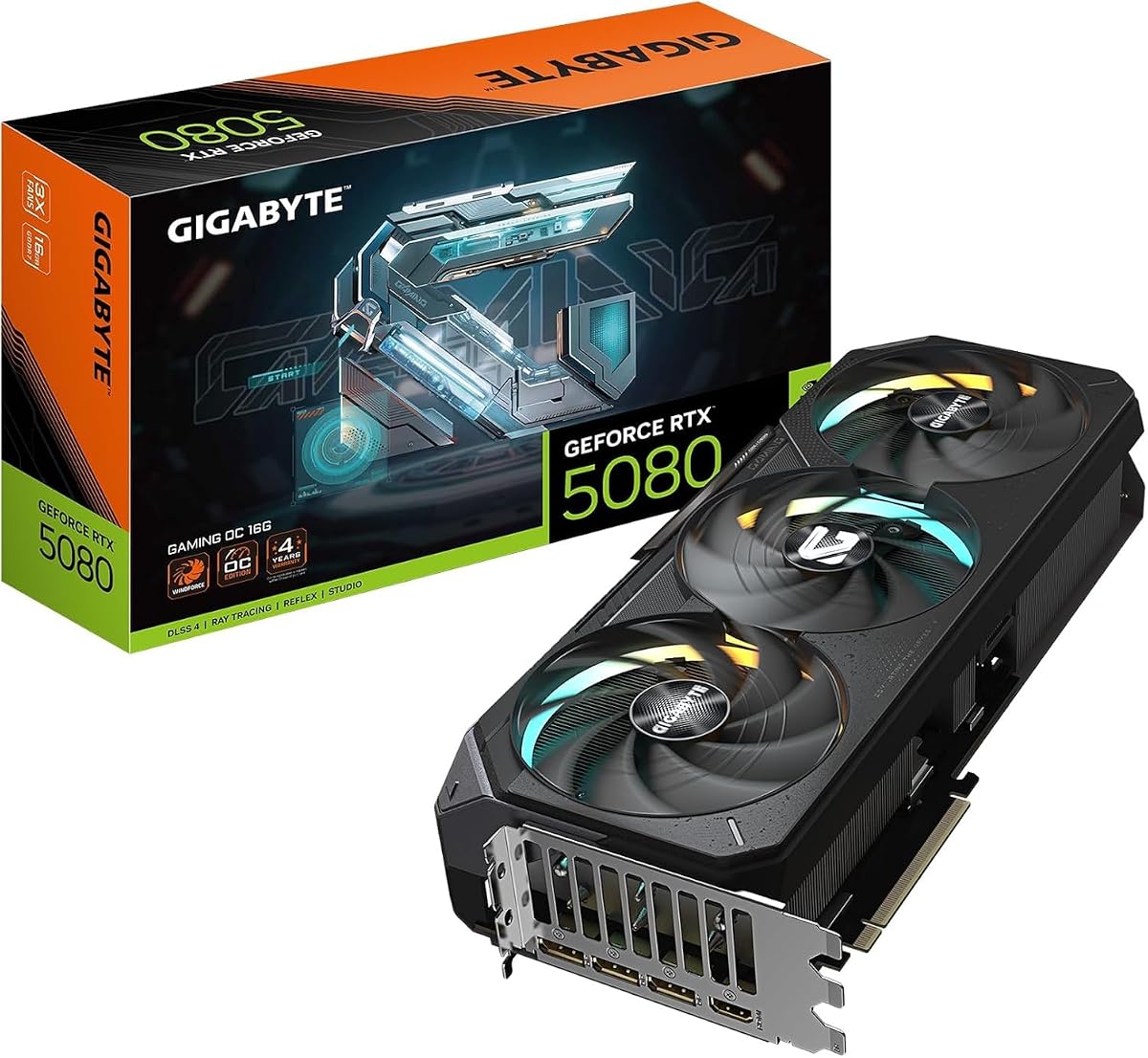 Tarjeta gráfica GIGABYTE GeForce RTX 5080 Gaming OC 16G, sistema de refrigeración WINDFORCE, 16 GB GDDR7 de 256 bits, tarjeta de vídeo GV-N5080GAMING OC-16GD