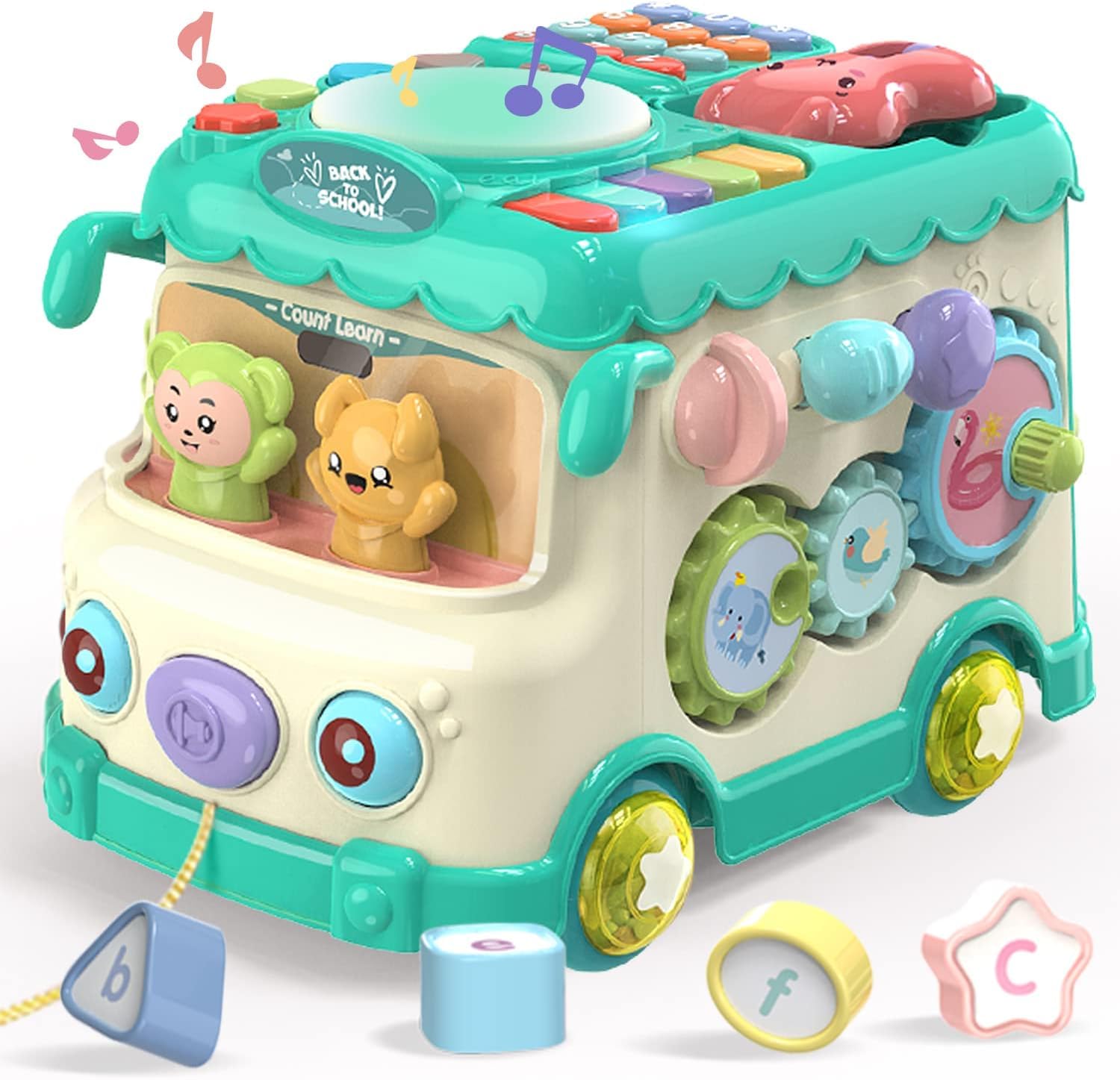 Amazon | 車おもちゃ 音楽バス 多機能 子供 赤ちゃんおもちゃ はめこみ
