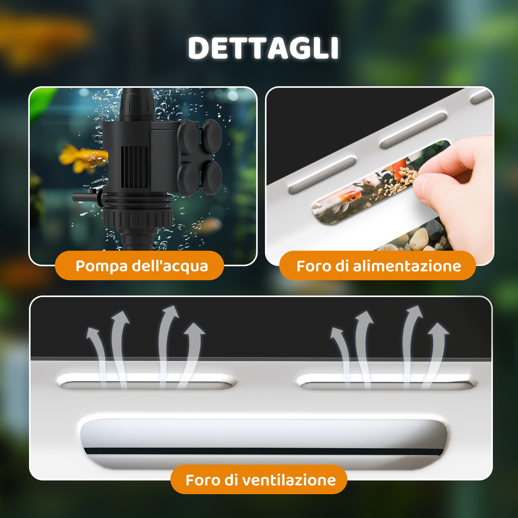 PawHut Acquario in Vetro 17L per Pesci Rossi con Illuminazione LED, Acquario Completo con Pompa d'Acqua e Sistema di Filtraggio, Vaschetta per Pesci Acqua Tropicali 35x21x31 cm Bianco