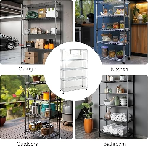 Miniatura 14 de Cubierta de estante de PVC semitransparente esmerilada para estantes de alambre, protector de almacenamiento impermeable a prueba de polvo, se