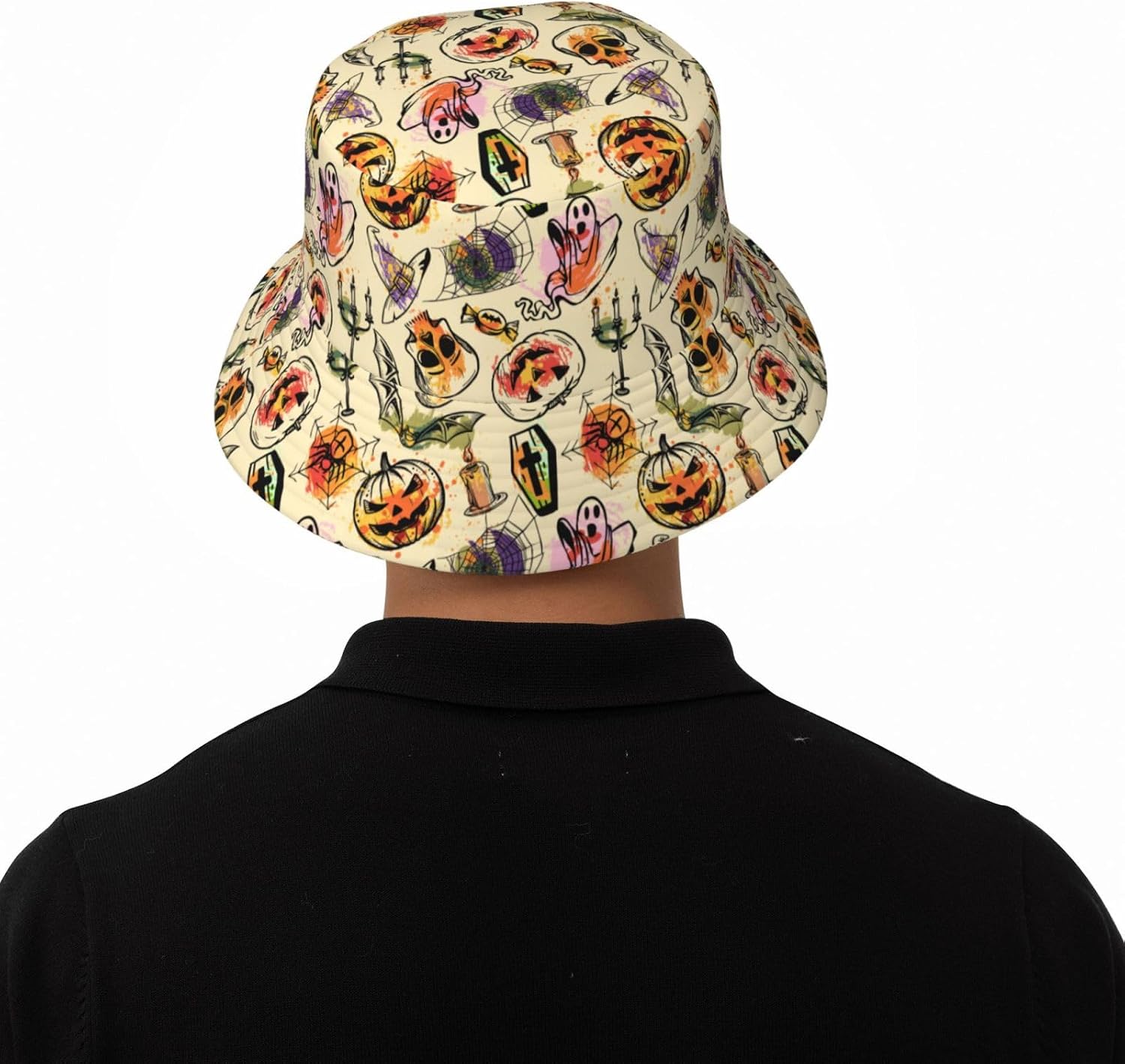 Cartoon Pumpkin Halloween Bucket Hat Pumpkin Hat Ghost Cap Outdoor for Men Women Beach, Golf, Fishing Hat
