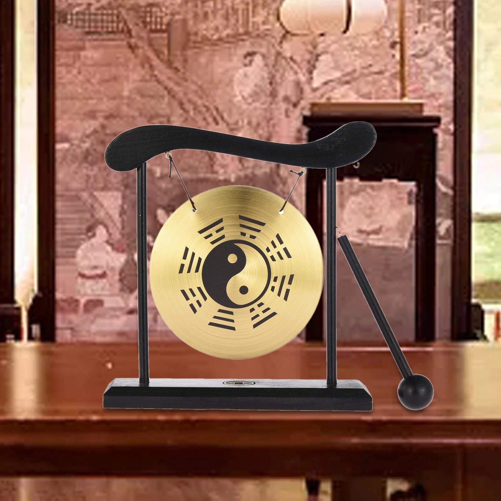 Mini Desktop Gong – strumenti giapponesi Gong Percussion – Campana per meditazione Feng Shui – Yin Yang decorazione per la casa e l'ufficio