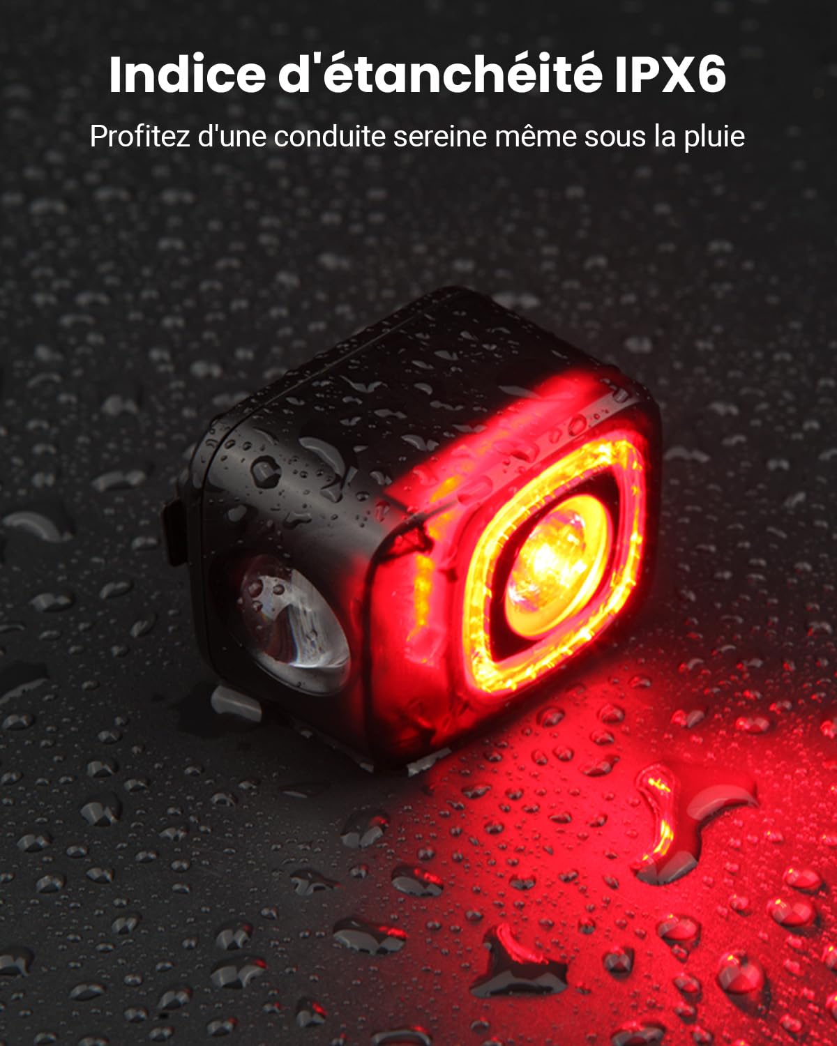 Feux arrière de vélo Rechargeables USB C Magicshine SEEMEE 200 V3.0, Puissance maximale de 200 lumens, visibilité à 360°, capteur de freinage Intelligent, Feux arrière de vélo étanches IPX6