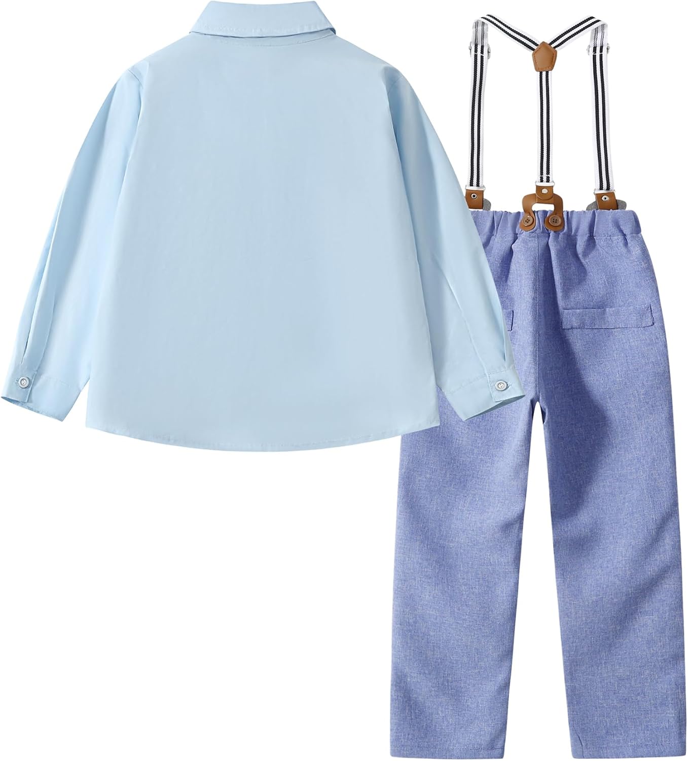 Little Boy Clothes Suits Dress Shirt with Bow Tie Suspender Pants Gentleman Outfit Sets for Party, Prom, Wedding - Image 4