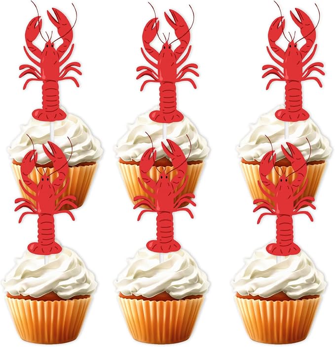 Amazon.com: 18pcs Red Glitter Dessert Cupcake Topper Ocean Under The ...