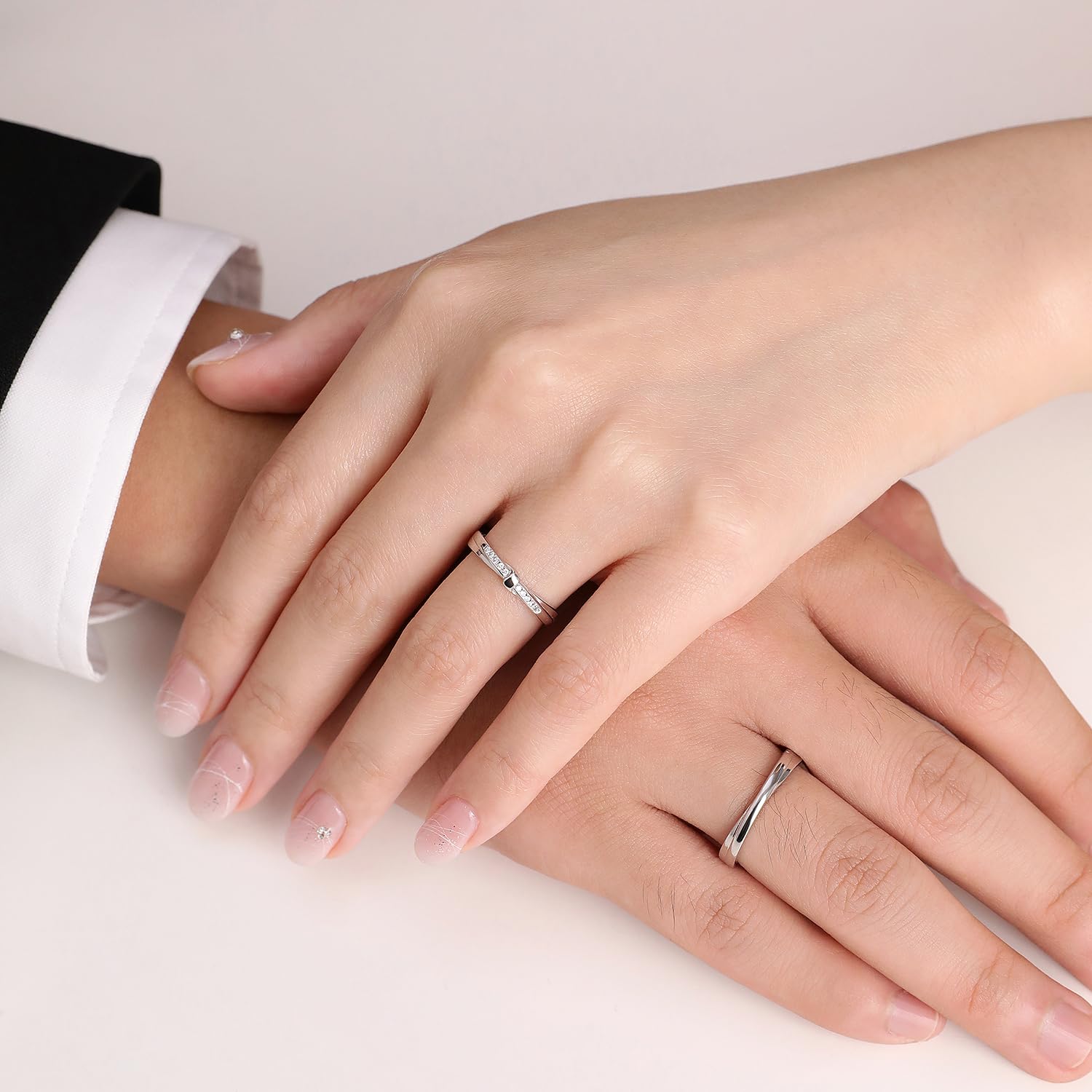 Meissa 925 Anillo plata nudo celta para parejas 2 Pcs Pareja Anillos hechos a mano a juego Anillos de Promesa Anillos Tamaño Ajustable Joyería Nupcial
