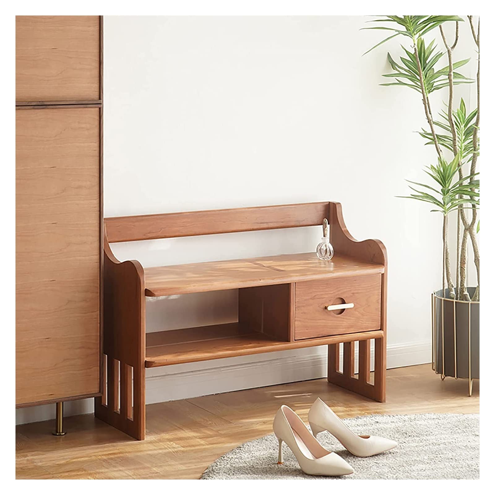 PAGOIAAR Modern Shoe Storage Hallway Shoe Cabinet Bench - Entryway Bench Modern Shoe Organizer with Storage and Drawer Shoe Rack Stool for Entryway Hallway Living Room