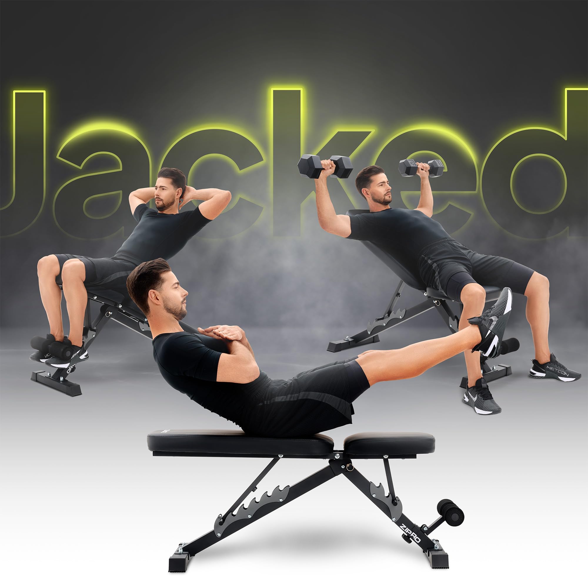 ZIPRO Panca Pieghevole Multifunzionale per Allenamento - Sollevamento Pesi, Fitness, Sit Up - Attrezzi per Casa o Palestra