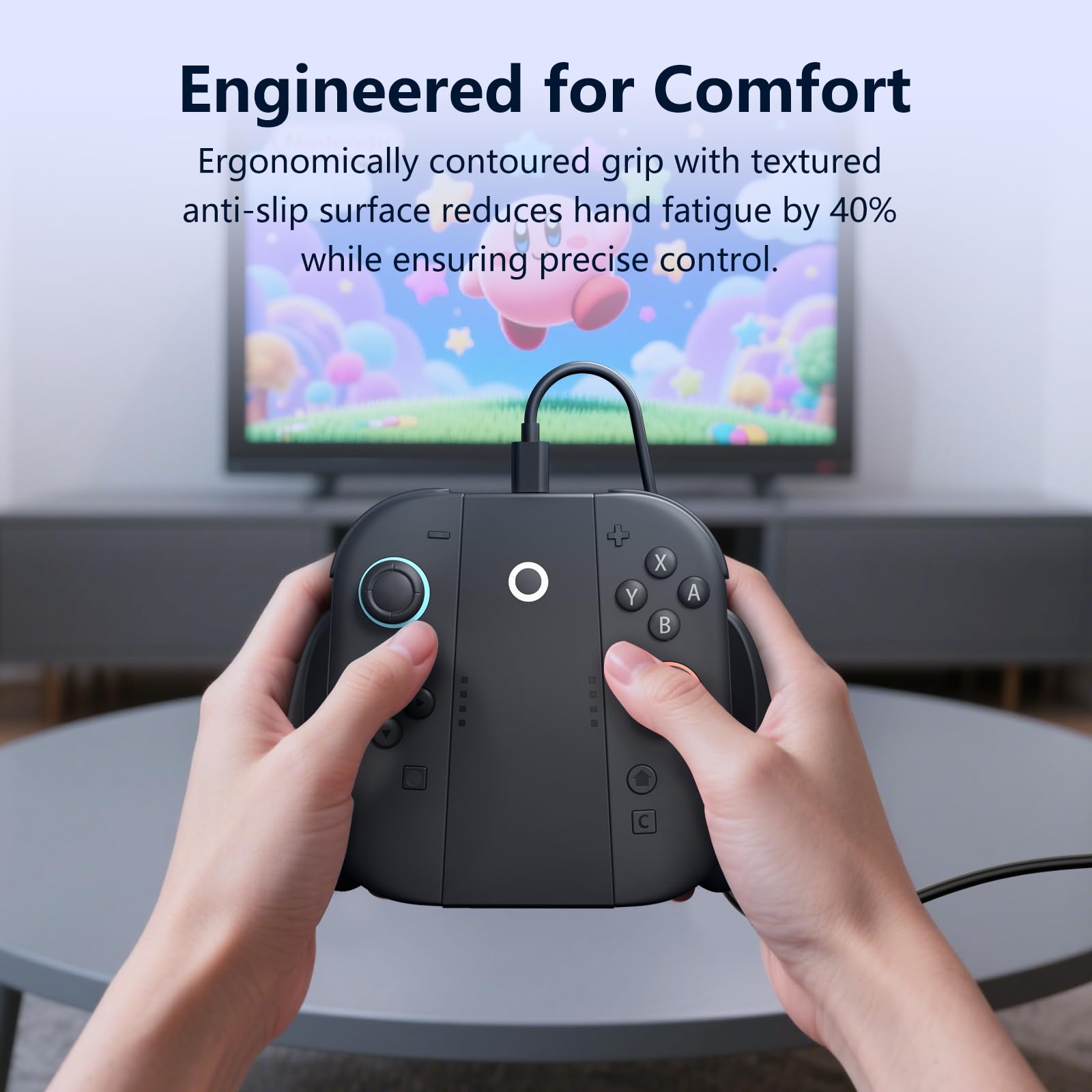 CloudValley Lade Controller Halter für Nintendo Switch 2 (2025) | Spielen und Laden | Ergonomischer Grip Galterung mit 1,2m USB-C-Kabel | Griff für Switch 2 Joy-Con Zubehör