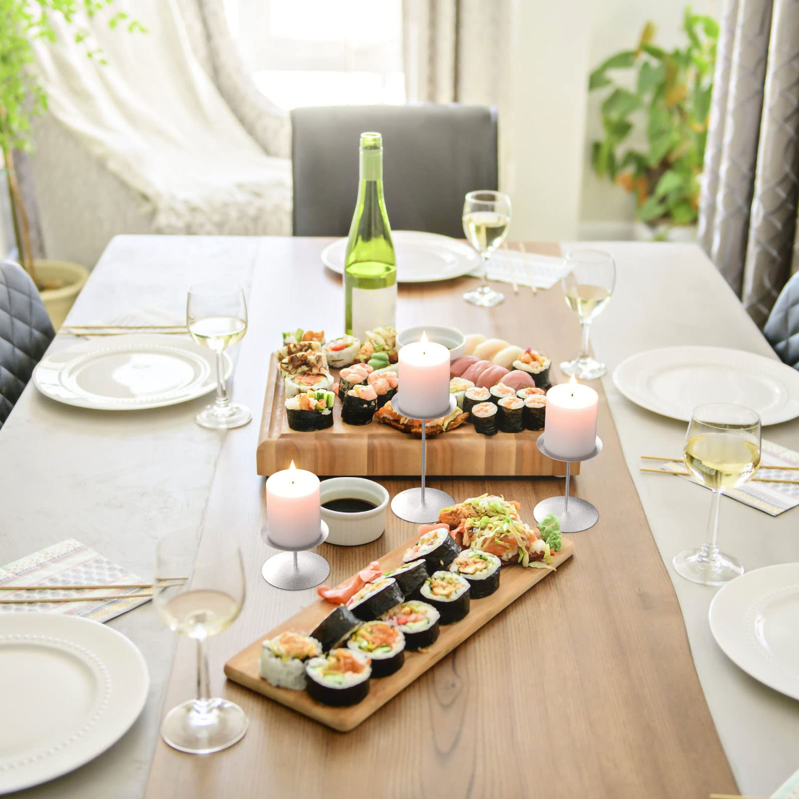 Amazon.co.jp: smtyle シルバーキャンドルホルダー 3個セット 鉄付き