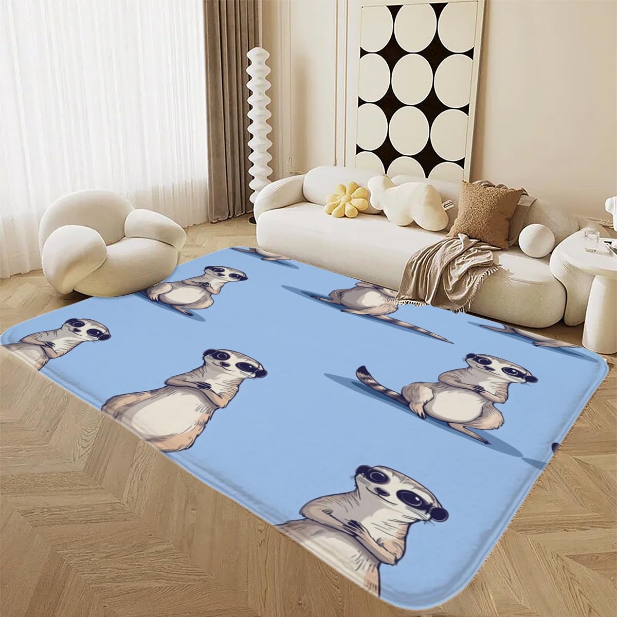 Alfombra de suricato de franela suave infantil y lavable para dormitorio
