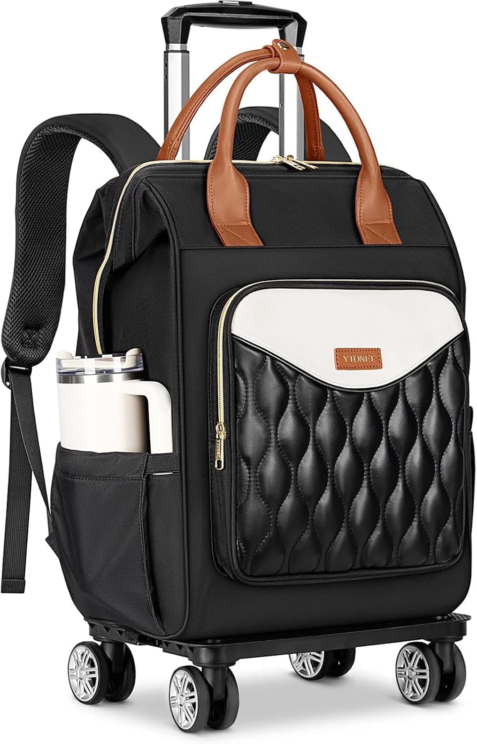 Ytonet Mochila con Ruedas Mujer, Mochila Ruedas con Trolley Desmontable