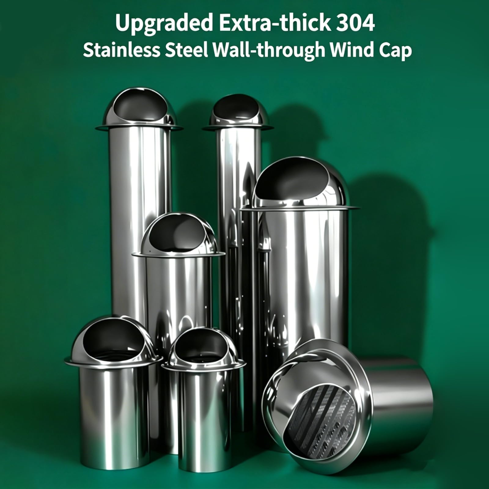 Coperchio di ventilazione contenente albero esteso per scarico 80 mm, A | Tubo esteso e rete in acciaio inox 304 resistente alle intemperie per foro da parete da 80 mm