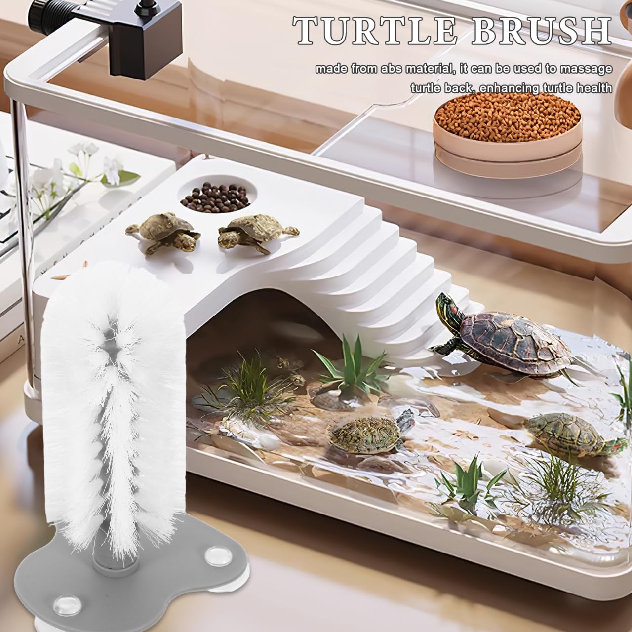 Spazzola per la pulizia delle tartarughe con ventosa forte, spazzola multifunzione per la pulizia della schiena e massaggio per sane tartarughe, design innovativo con setole