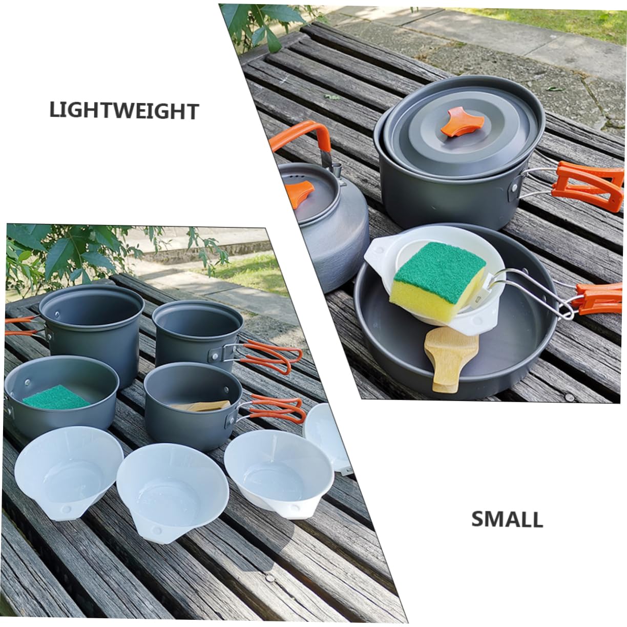 Abaodam 2sets Lightweight Camping Bowl Utensil Set Portable Dinnerware for Hiking Adventure Camping 7pcs*2