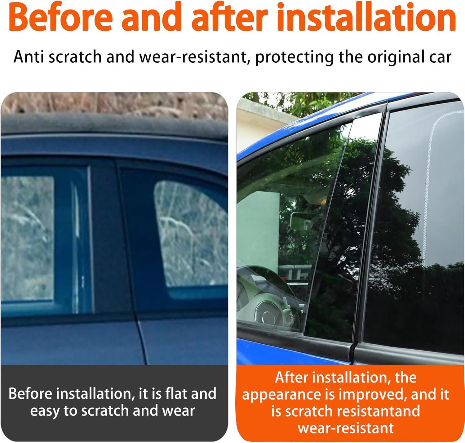 Car Window Pillar Post Trim for Toyota Highlander 2015 2016 2017 2018 2019 2020 2021,Pre-Cut Door Pillar Moldings Covers,B Pillars Post Anti-Collision Cover Trim Sticker