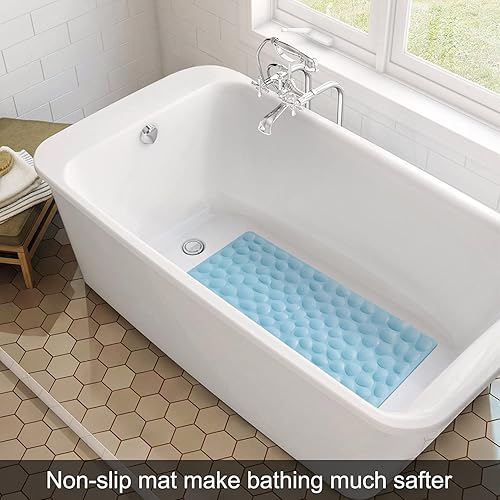 Miniatura 2 de OTHWAY - Alfombra de baño de goma, suave y antideslizante con ventosas potentes, para la tina (azul lago)