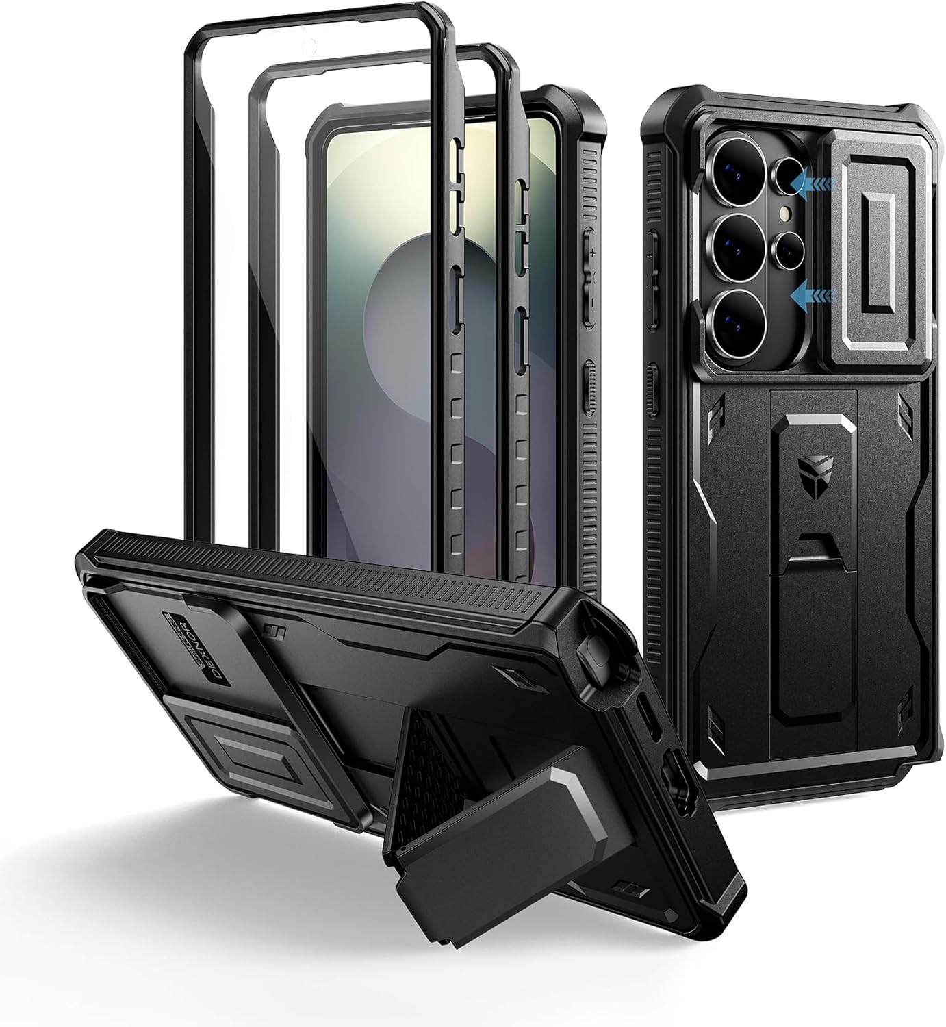 Dexnor for Samsung Galaxy S26 Ultra Case with Upgraded Slide Camera Cover & 2 Front Frames & Built-in Screen Protector & Kickstand, Heavy-Duty Rugged Case Full-Body Protective Cover(2026),Black