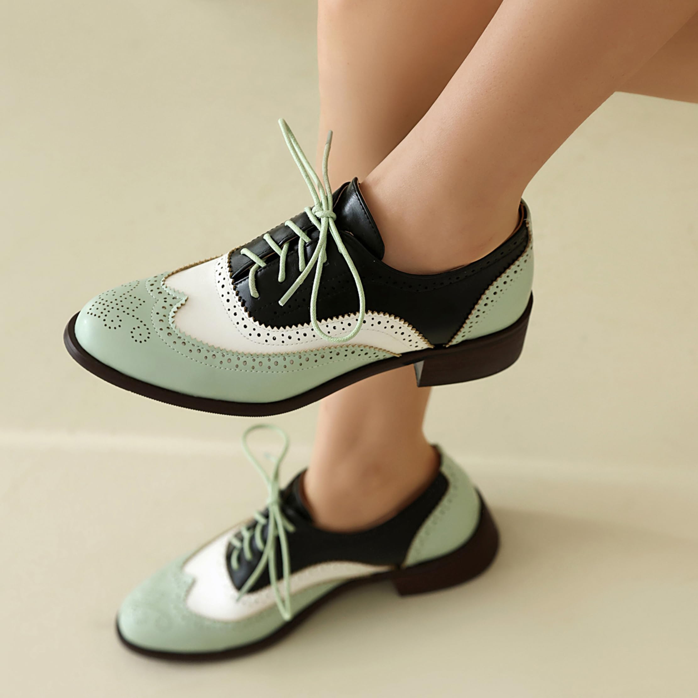 Brogue Derby Damen Schnüren Low Blockabsatz Männer Arbeit Schuhe