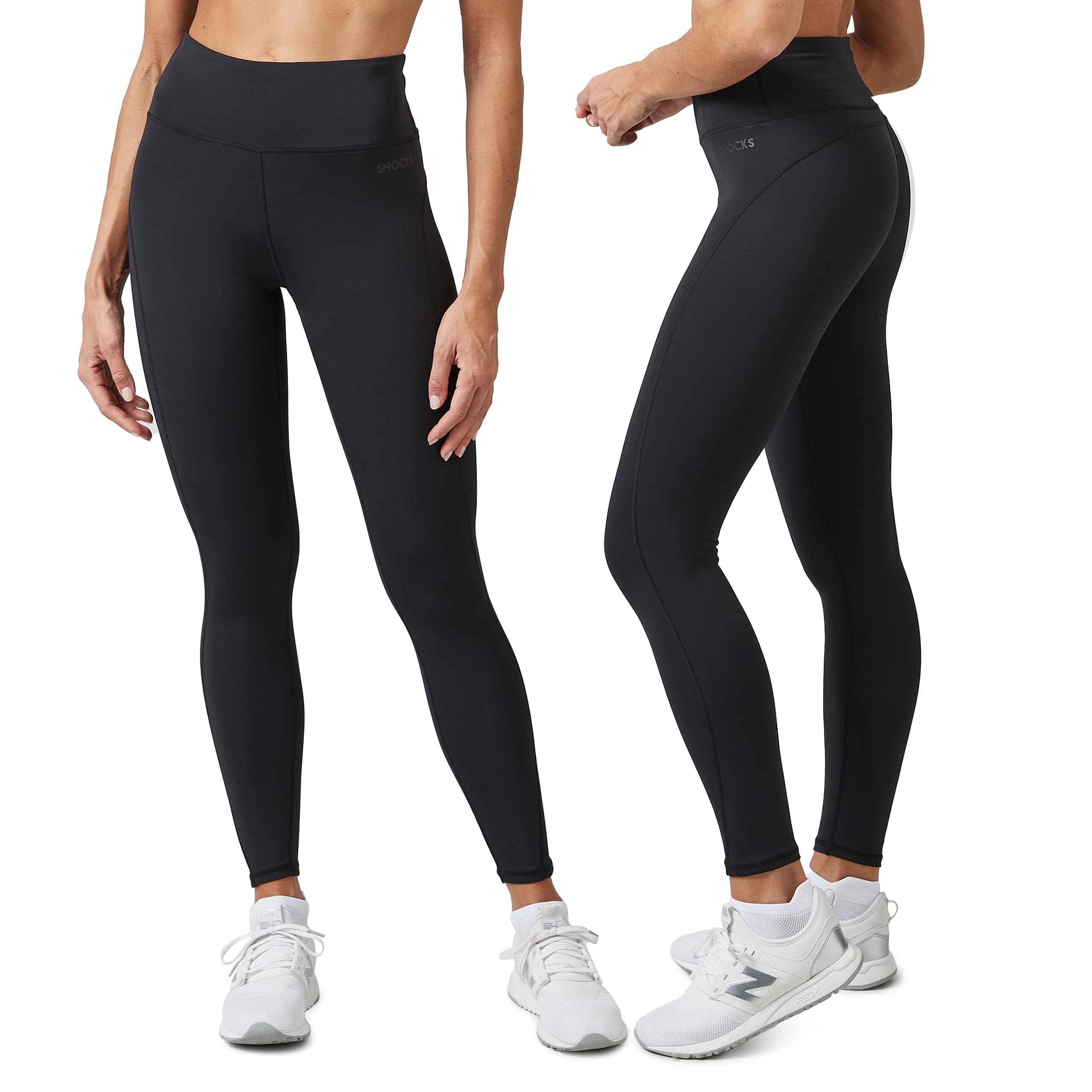 Snocks Sport Leggings Damen- Blickdicht, High-Waist-Bund, elastisch & mit Tasche - Gr. XS - 3XL - Sporthose, Yogahose, Sportleggins