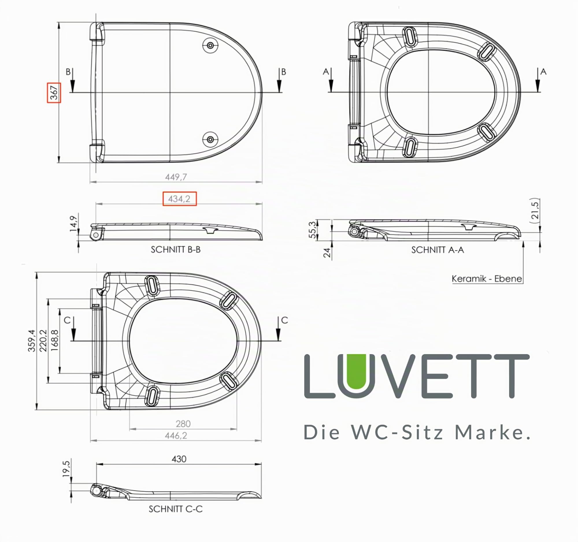 LUVETT D100 WC-Sitz D-Form Weiß