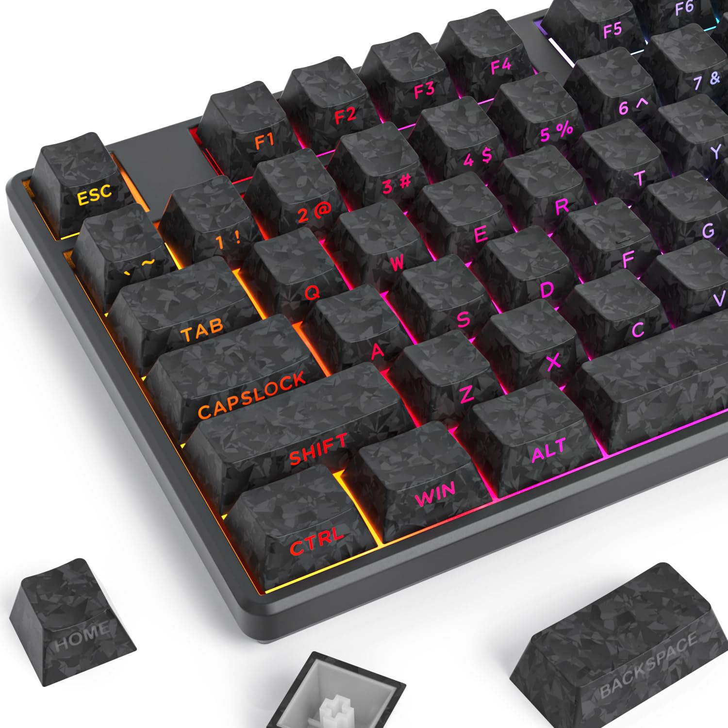Fogruaden PBT Keycaps Set, Cherry Profile Custom Keycap for Mechanical Keyboard Keycaps(CarbonBlack)