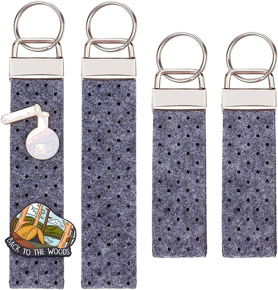 BENECREAT 4Pcs Felt Pin Display Keychains - Soft Pin Holders for Enamel Pins, Backpacks, Car Keys & Badges