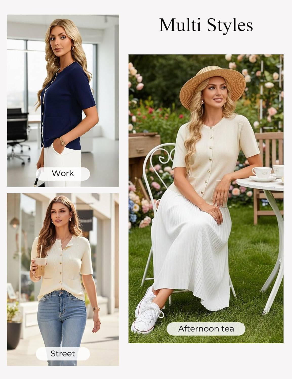 GRACE KARIN Short Sleeve Cardigans for Women, Lightweight Spring Cardigans 2026, Button Up Sweaters with Pockets - Image 6