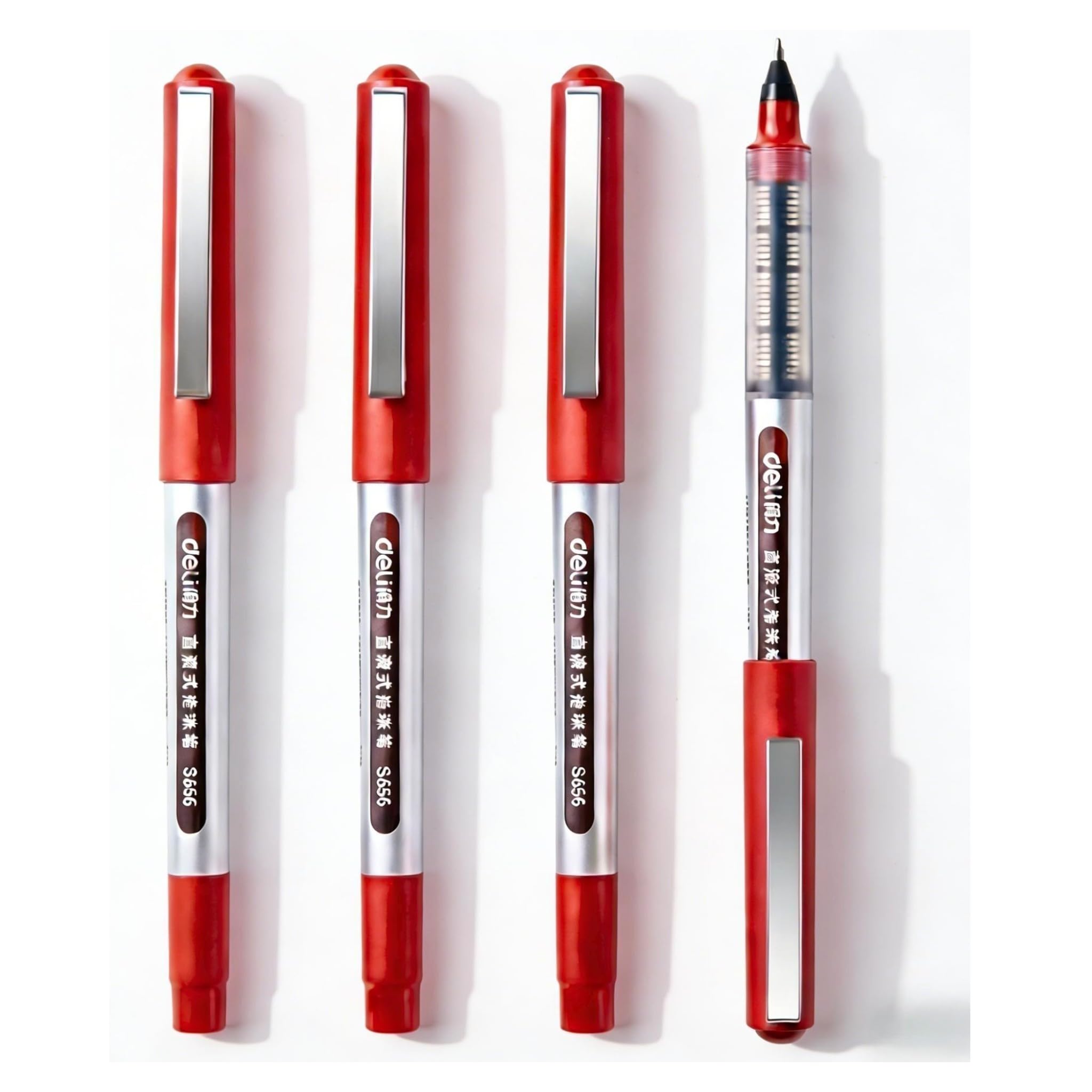 2026 Upgrade 0.5mm Fine Point Red Gel Pens, 4-Pack with Smooth Anti-Clogging Ink & Comfort Grip - Quick-Drying for Lefties, No-Skip Writing for Grading, Note Taking, Journaling and Office Work (Red)