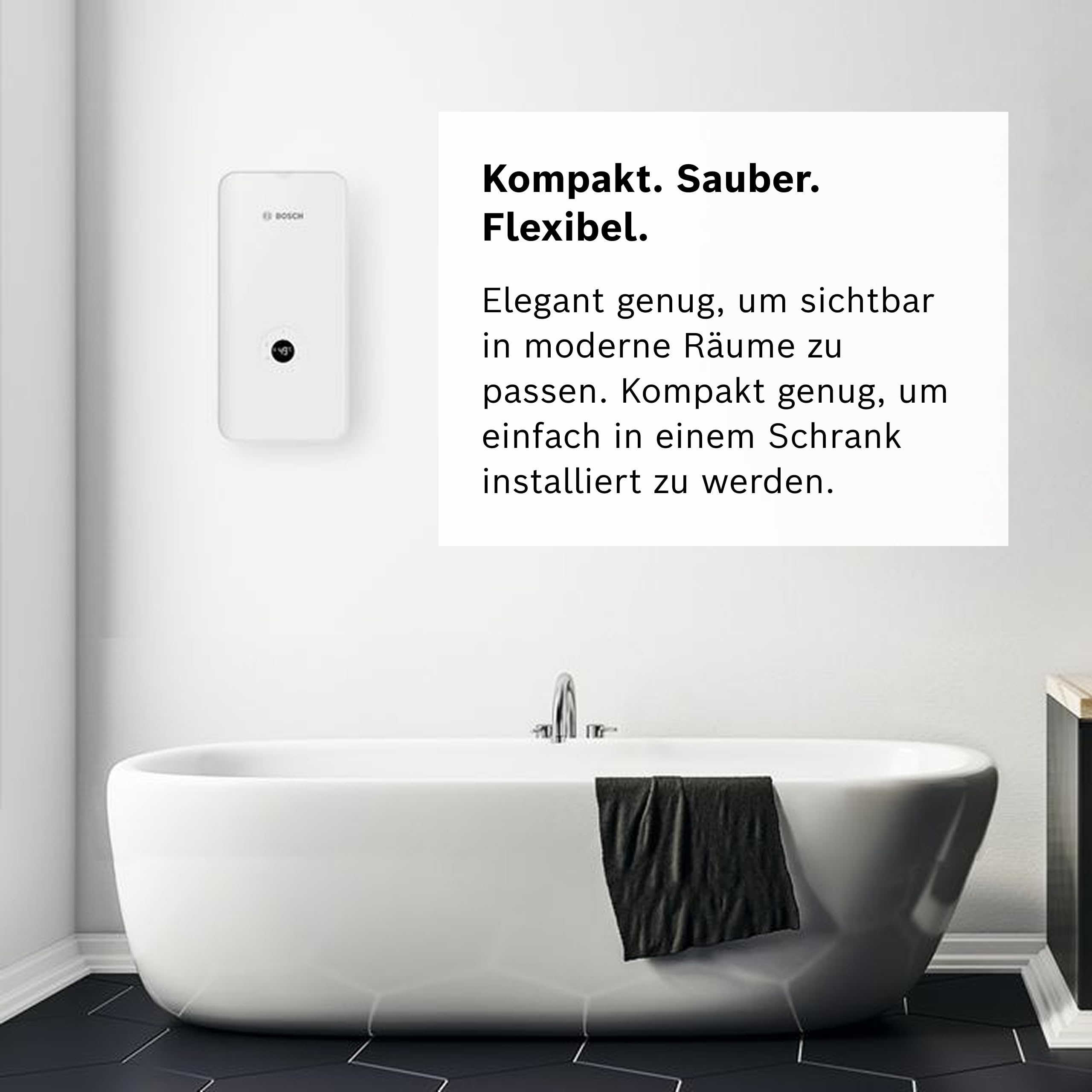 Bosch Tronic Advanced AquaStop, Durchlauferhitzer, 21/24/27 kW | Solarfähig, Nachrüstbare Internetfähigkeit, Druckfest, LED-Display, Energieklasse A