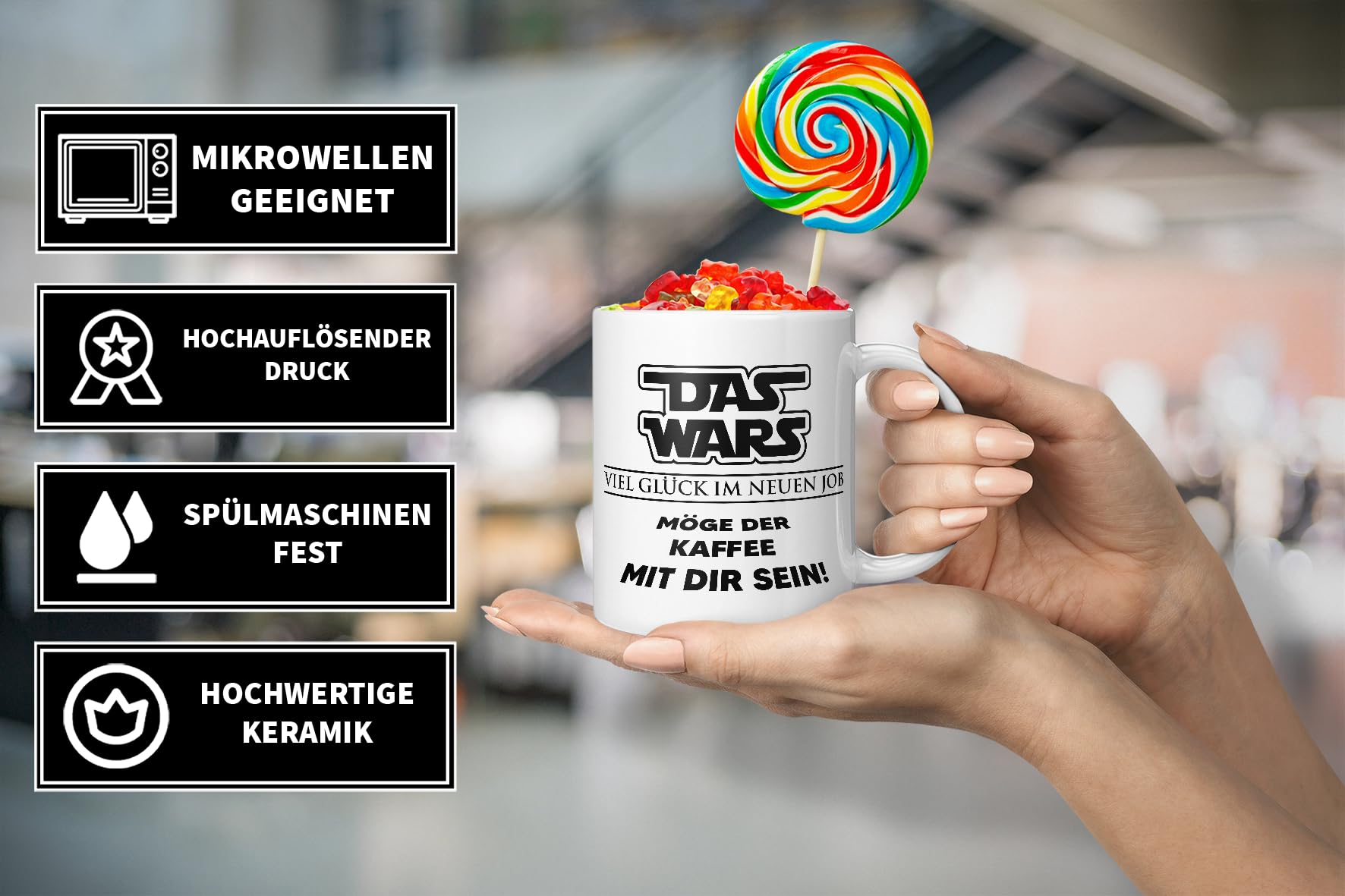 Tasse 'Das Wars' – Geschenk Zum Jobwechsel, 330 Ml, Keramik, Spruch 'Viel Glück Im Neuen Job'